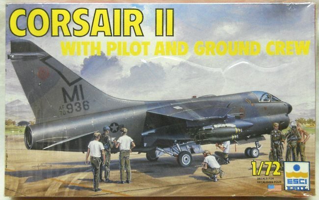 ESCI 1/72 LTV A-7 Corsair II With Pilot and Ground Crew - Decals For Different ANG Versions, 9080 plastic model kit
